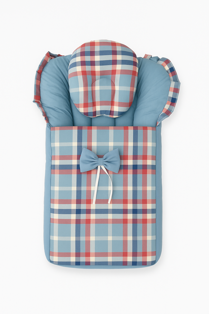 Baby Carry Nest with Pillow – Dual Zip Checkered Soft Stylish Newborn Sleeping Nest in Pakistan