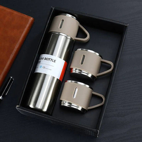 500ml 3-in-1 Stainless Steel Vacuum Thermos with 3 Cups