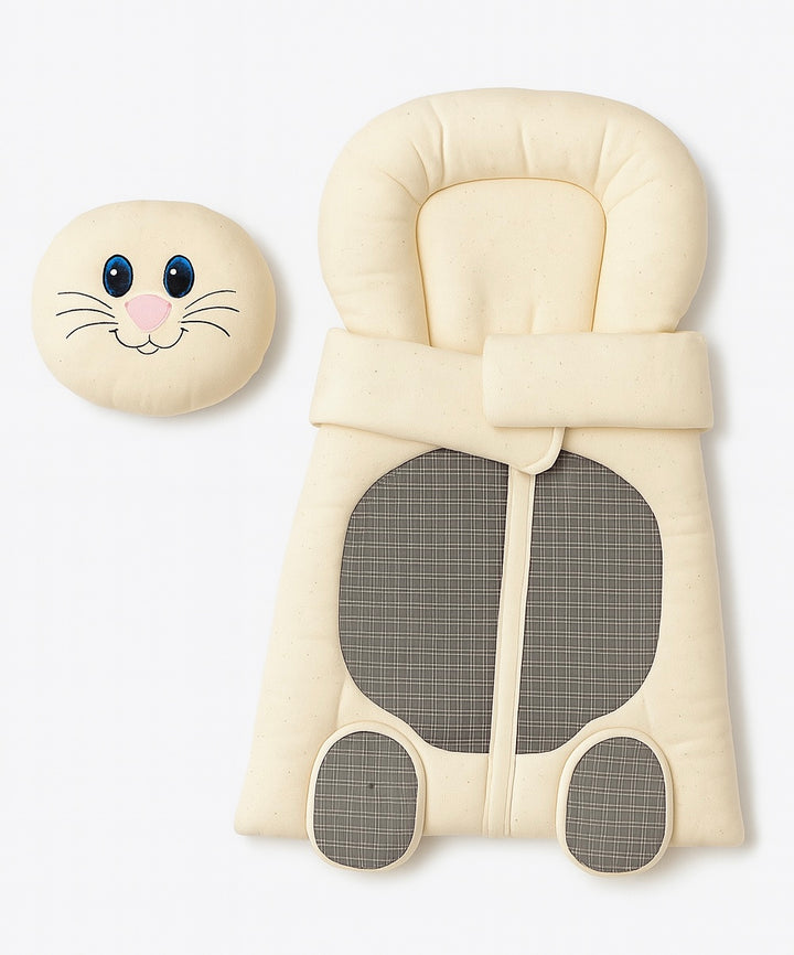 Baby Character Carry Nest with Pillow – Center Zip for 0-6 Months