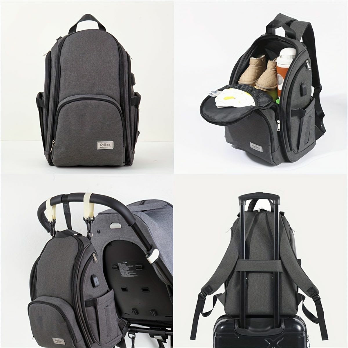 High-grade waterproof mother bag multifunctional large capacity double zipper full open mother and baby backpack diaper bag