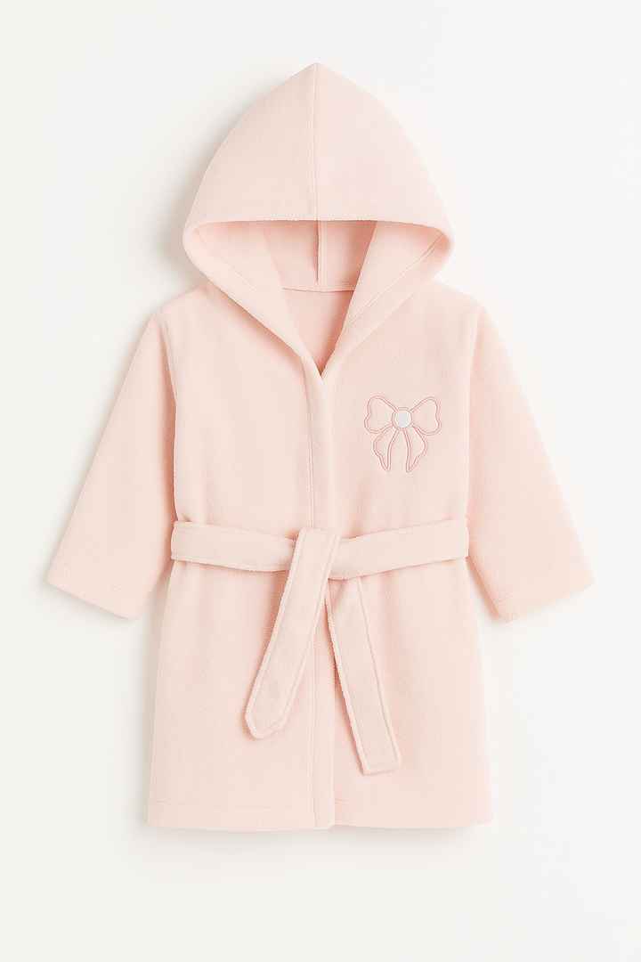 Kids hooded bathrobe for babies with soft fabric and tie belt