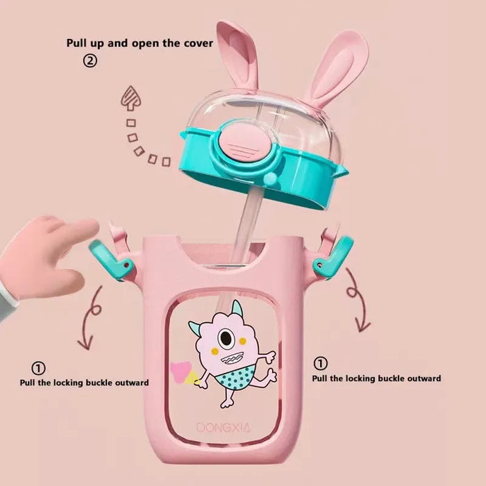 Straw Water Bottle Rabbit 380Ml