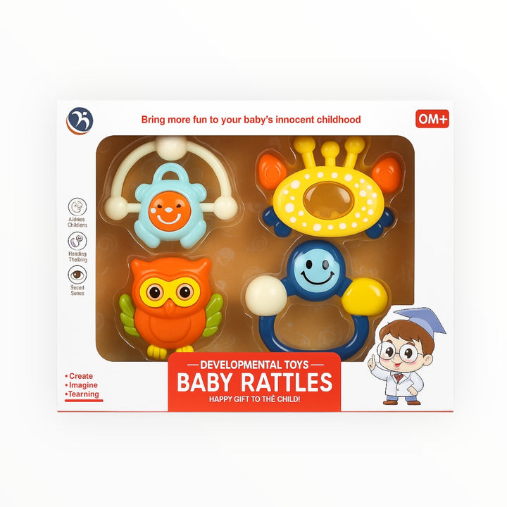 Developmental baby rattles 4 pcs set colorful infant toys 0 months plus