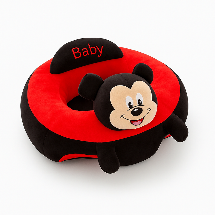 Cartoon character baby support seat sitting chair plush cushion red black design