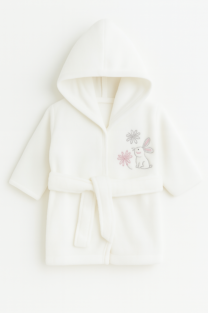 Kids hooded bathrobe for babies with soft fabric and tie belt
