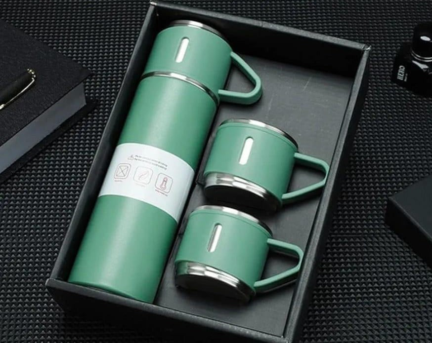 500ml 3-in-1 Stainless Steel Vacuum Thermos with 3 Cups