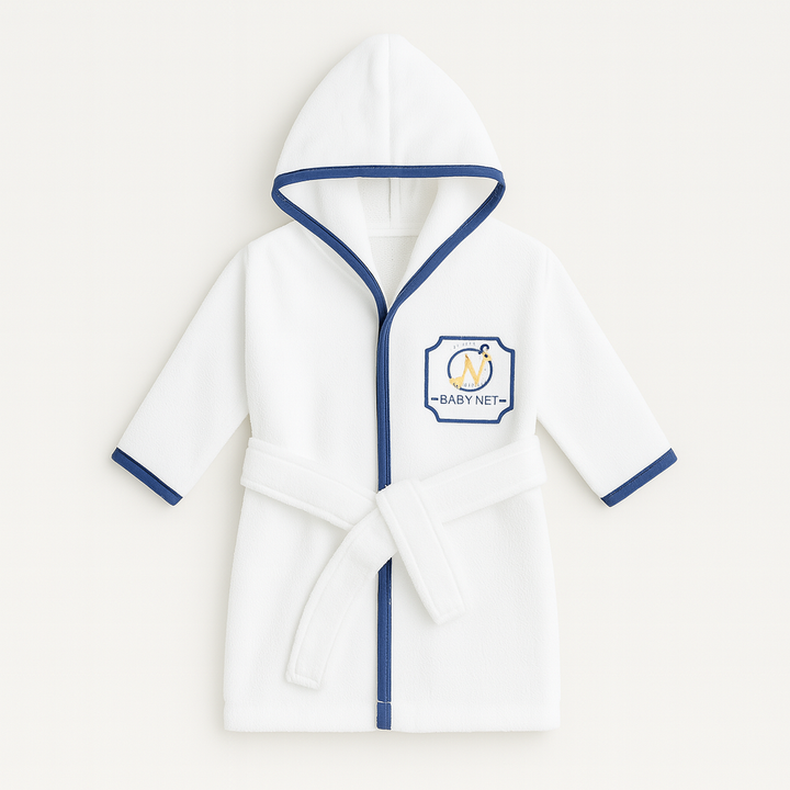 Kids hooded bathrobe for babies with soft fabric and tie belt