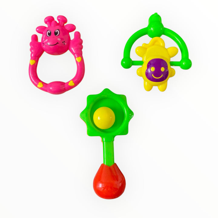 Pack of 3 Baby Rattle Toys – Colorful, BPA-Free & Safe for Infants
