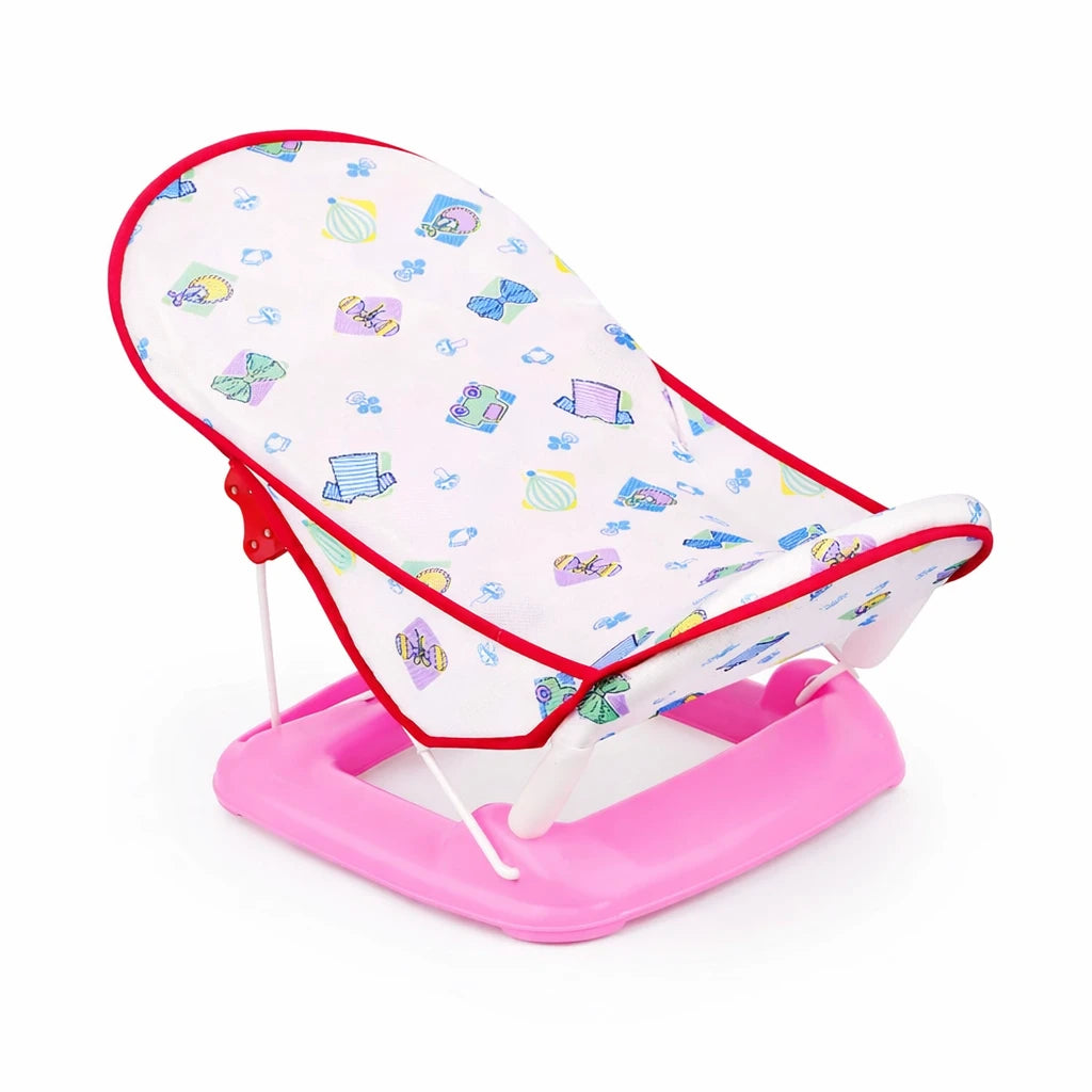 Soft mesh newborn baby bather with non-skid base for extra support and comfort. Lightweight, foldable, and easy to carry for a relaxing bath time.