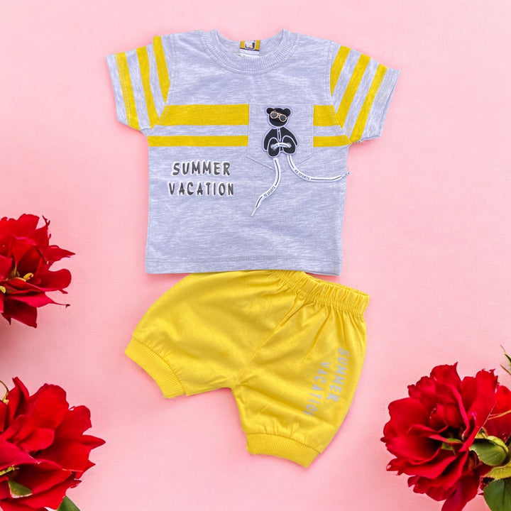 Soft cotton baby t-shirt and Short set, designed for comfort and snug fit for newborns.