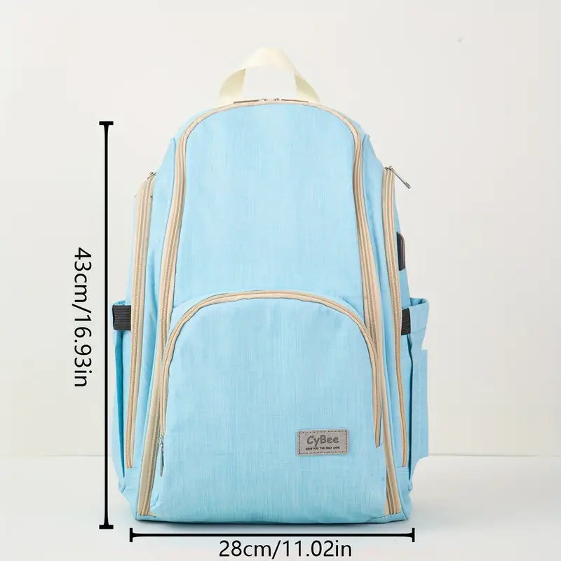 High-grade waterproof mother bag multifunctional large capacity double zipper full open mother and baby backpack diaper bag