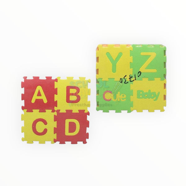 Colorful 28-piece alphabet puzzle mat for kids, designed for interactive learning and safe playtime. Includes A-Z tiles with bright and engaging colors.
