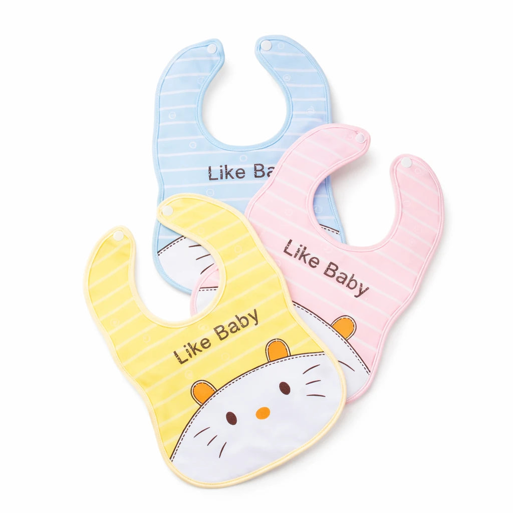 Pack Of 3 Baby Button Bib