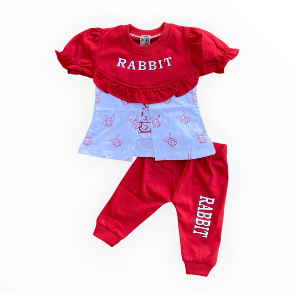 Soft cotton baby Frock and pajama set, perfect for newborn comfort.