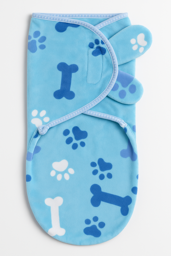 Soft fleece baby swaddle wrap in blue color for newborns