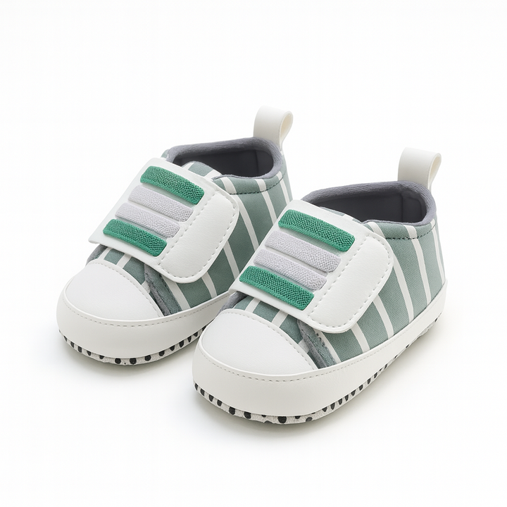Baby shoes striped green