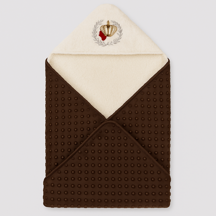 Velvet Swaddling Blanket with Hood – Poppy Dot Velvet & Fleece Inside