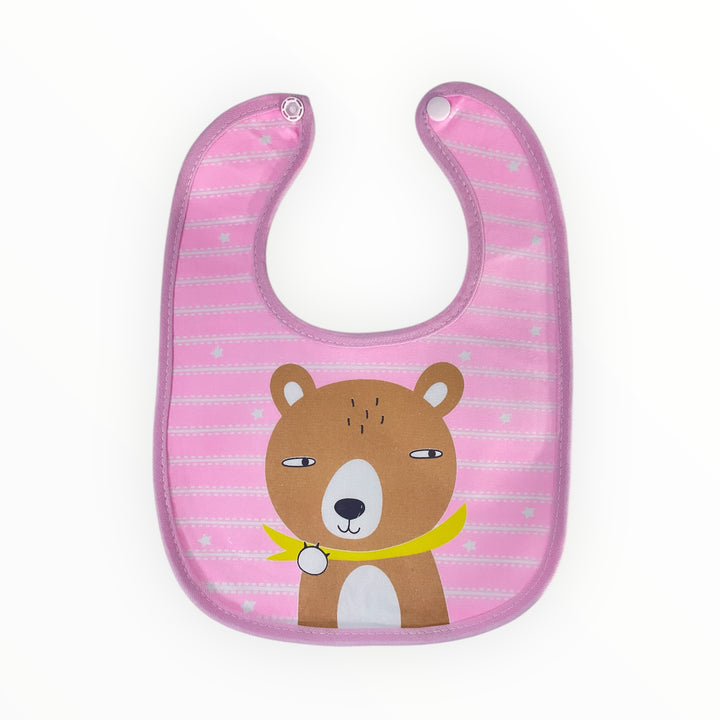 Soft and absorbent baby button bibs with adjustable buttons for a secure fit.