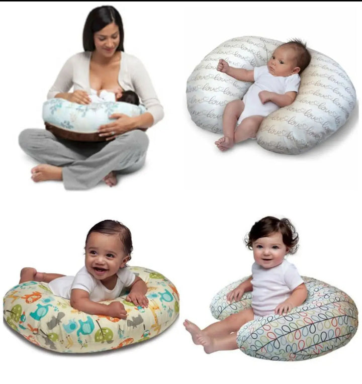 Soft and ergonomic baby nursing pillow for breastfeeding and bottle-feeding. Provides support for moms and babies. Colors & prints vary for boys and girls.