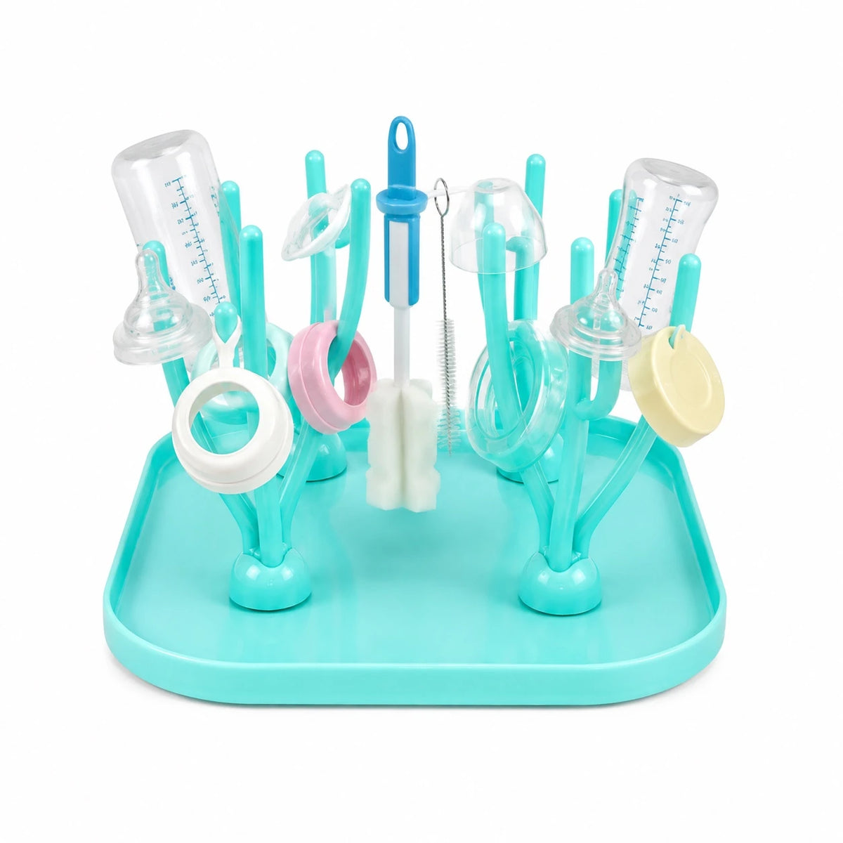 Baby Bottle Drying Rack with Tray in Blue for Bottles and Feeding Accessories