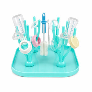 Baby Bottle Drying Rack with Tray in Blue for Bottles and Feeding Accessories