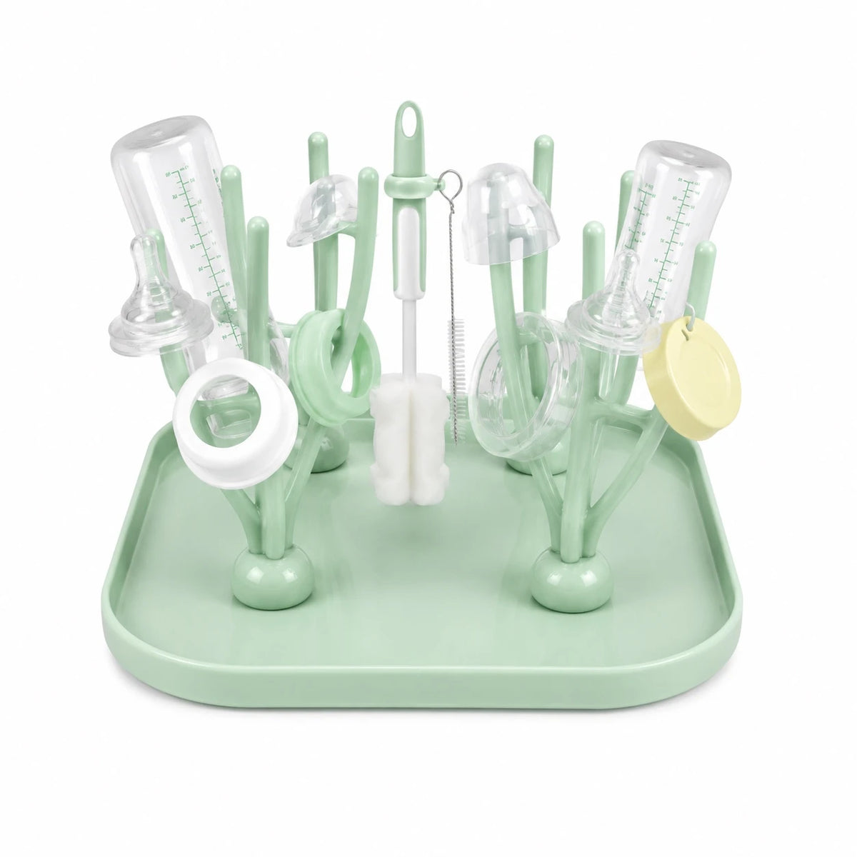 Baby Bottle Drying Rack with Tray in Mint Green for Baby Feeding Essentials