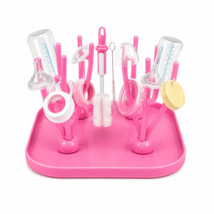 Baby Bottle Drying Rack with Tray in Pink for Bottles Nipples and Accessories