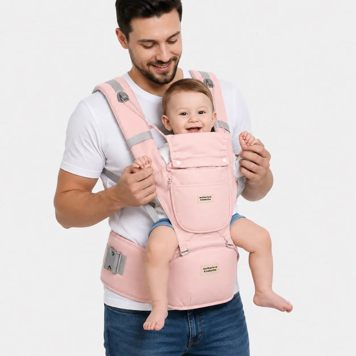 Baby Carrier with Hip Seat for Hands-Free Baby Carrying