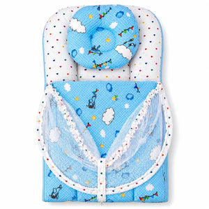 baby carry nest sky blue cloud print with mosquito net