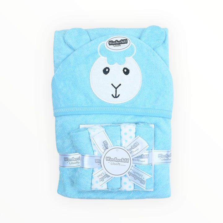 Adorable baby character hooded bath towel made from soft, absorbent fabric. Perfect for keeping your little one warm and cozy after bath time.