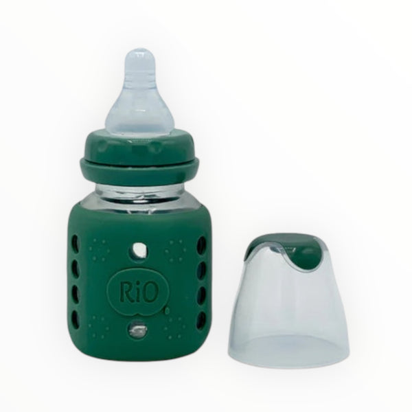 80ml baby glass feeder with a protective cover for safe and hygienic feeding. BPA-free, durable, and easy to clean for newborns and infants.