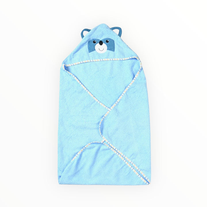 Soft and absorbent baby hooded bath towel featuring adorable character designs. Keeps babies warm, cozy, and comfortable after bath time.