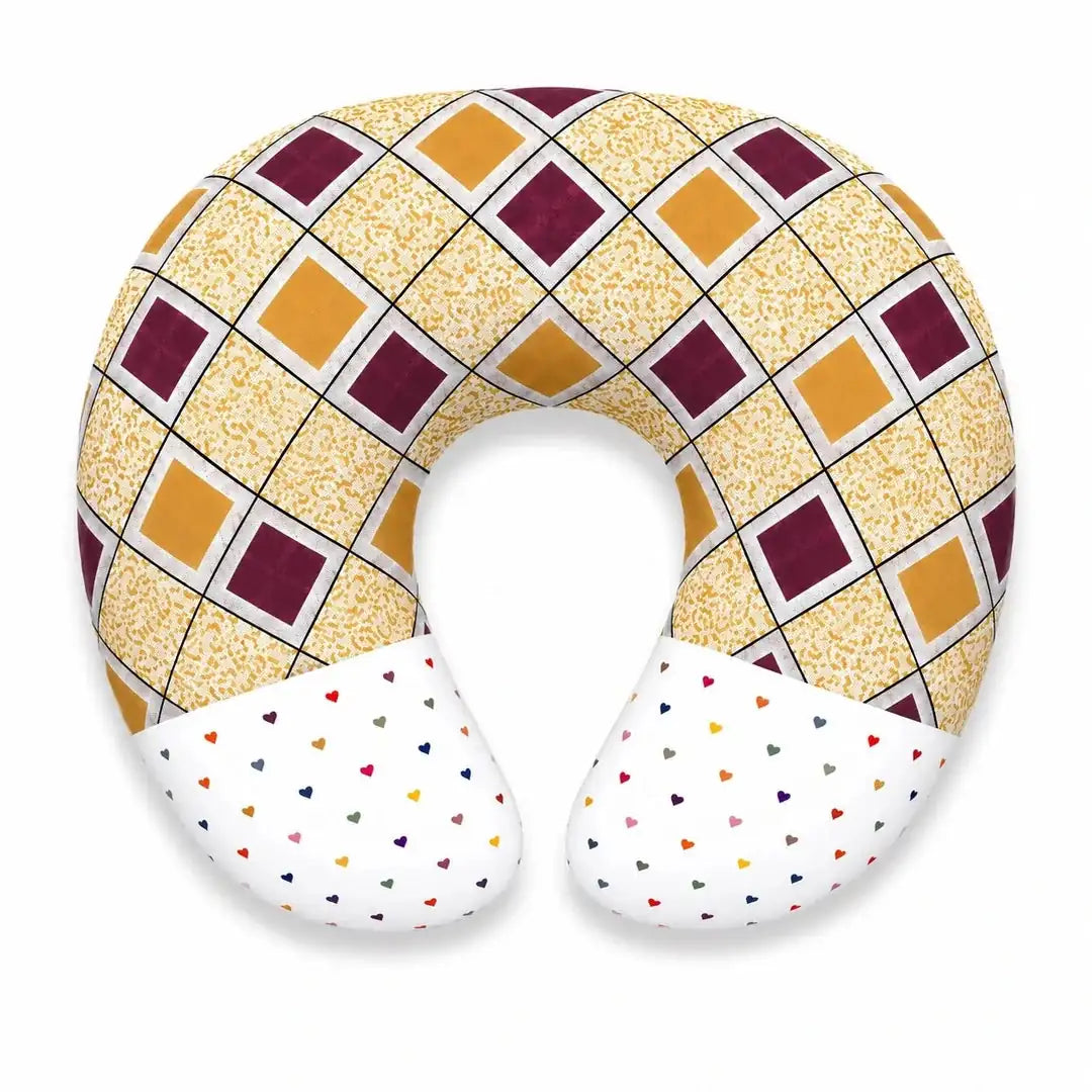 Baby nursing and feeding pillow with checkered and heart print in Pakistan