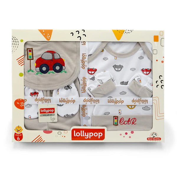 A soft and breathable 6-piece Baby Starter Set (0-3 months) made from interlock summer fabric, including a T-shirt, pant, cap, mittens, and booties.









