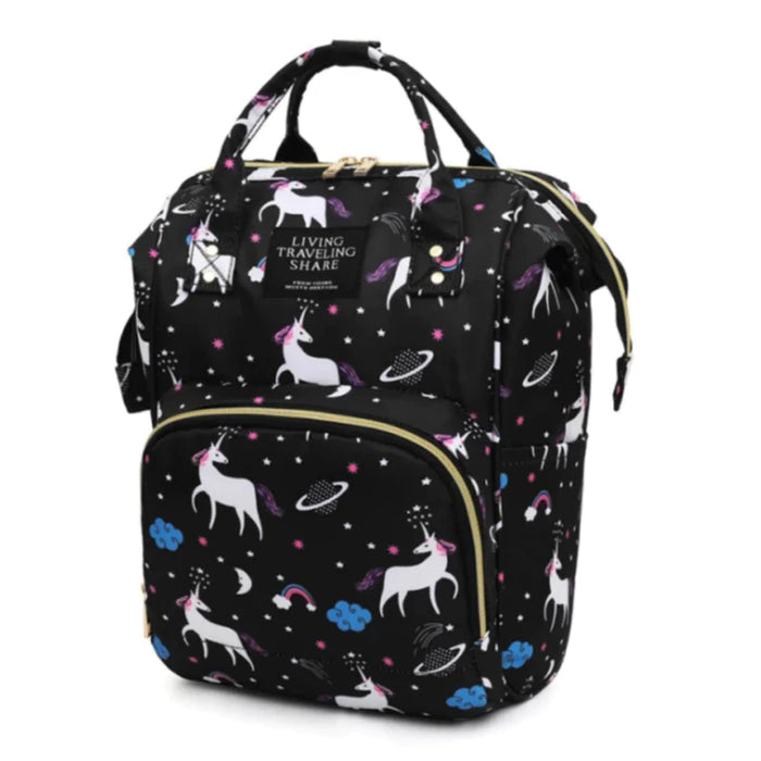 Adorable baby unicorn diaper bag with multiple compartments. Spacious, durable, and perfect for carrying baby essentials while on the go.