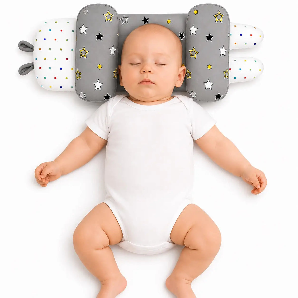 Adjustable Baby Head Shape Pillow Star Grey for newborn baby