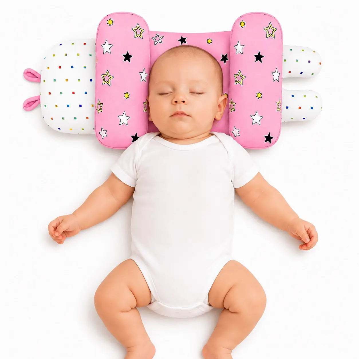 Adjustable Baby Head Shape Pillow Star Pink for newborn baby