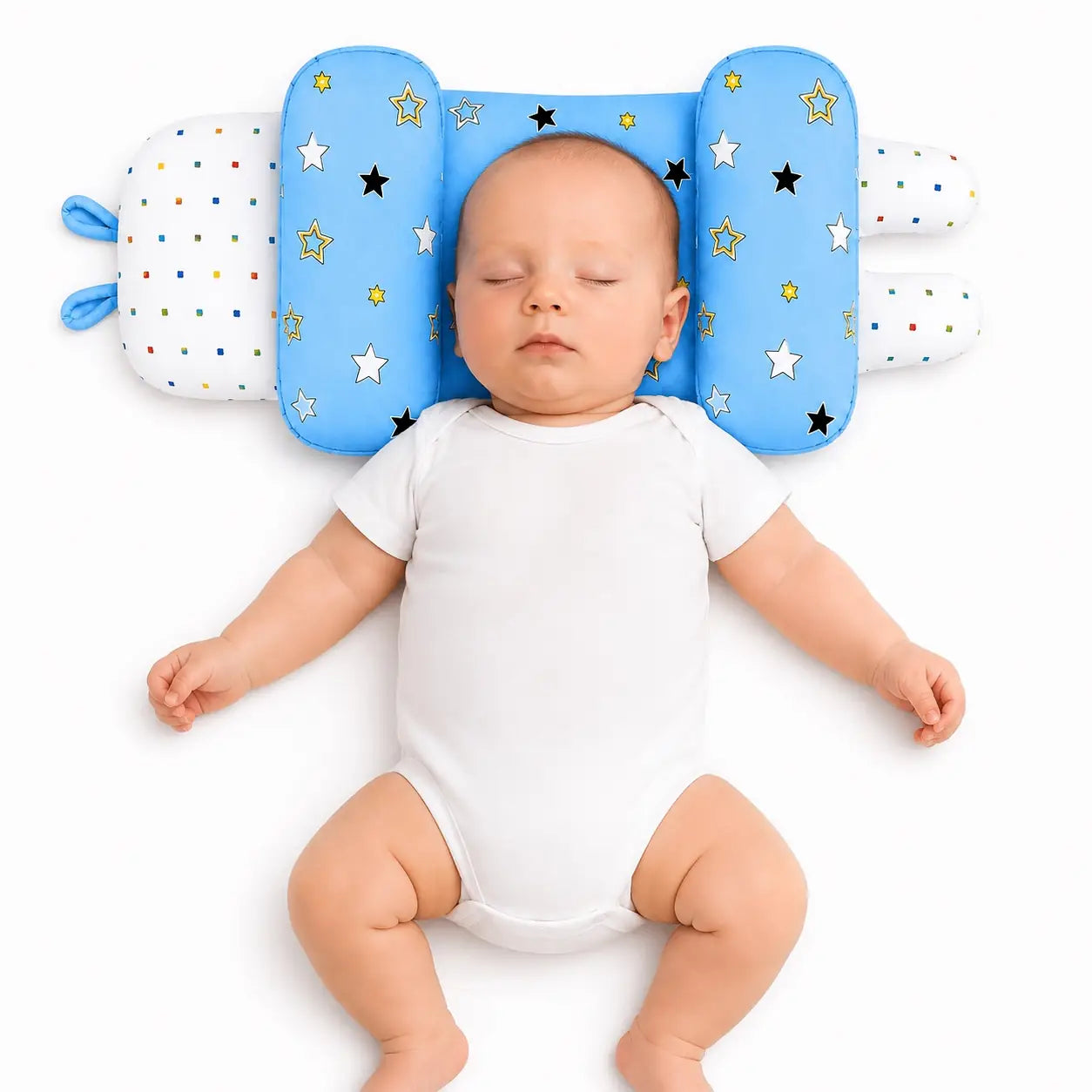 Adjustable Baby Head Shape Pillow Star Sky Blue for newborn baby