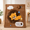 Brown baby soft blanket with cute teddy bear design in Pakistan