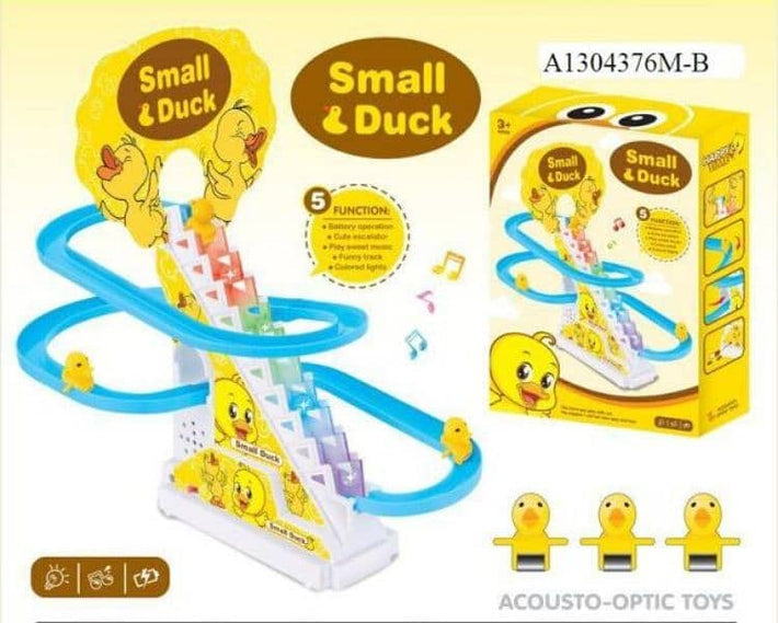 Duck Climbing Stairs Electric Track Slide Music Lighting Puzzle Toy