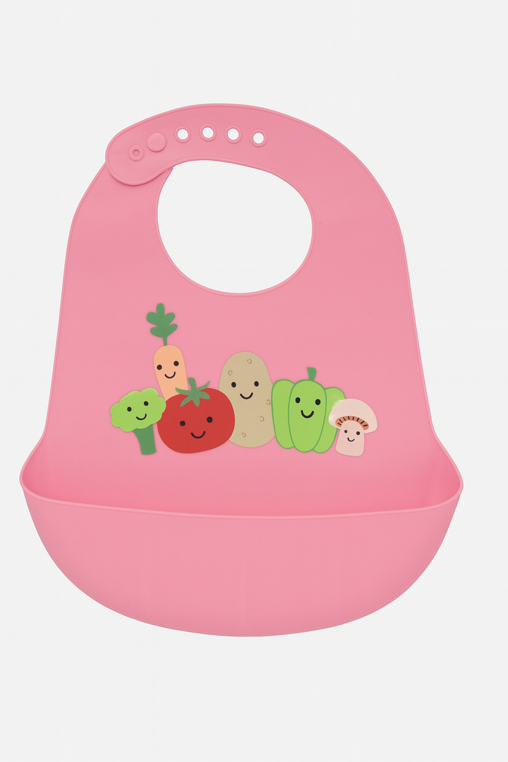 Silicone baby bib with food catcher waterproof feeding bib cute design (Need My Space, Miso Cute, Holy Guacamole, Be Brave, Cool, Veggie print)