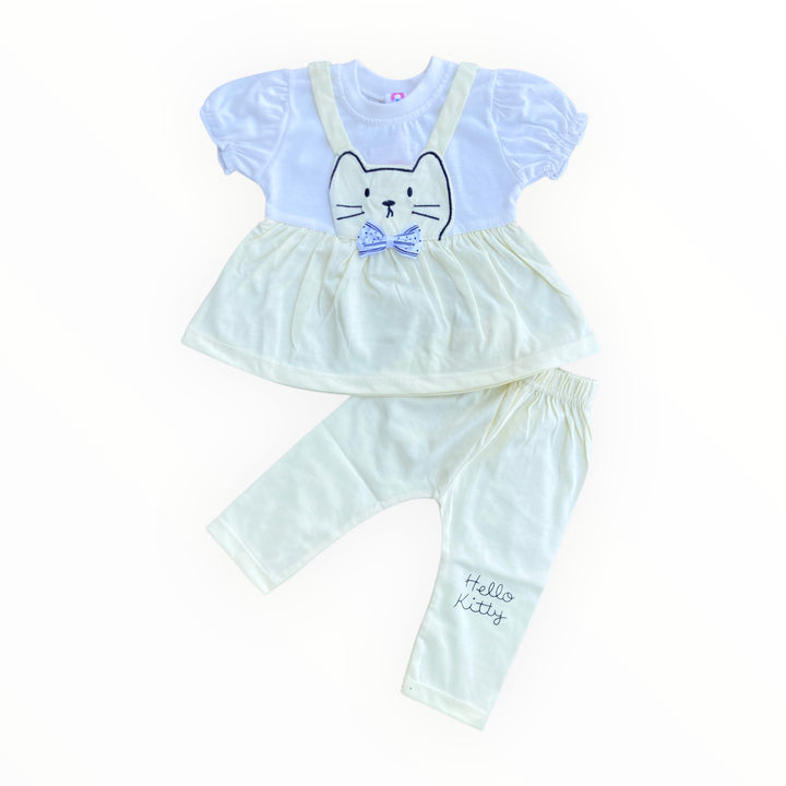 Adorable baby frock and pajama set made from soft, breathable cotton.
