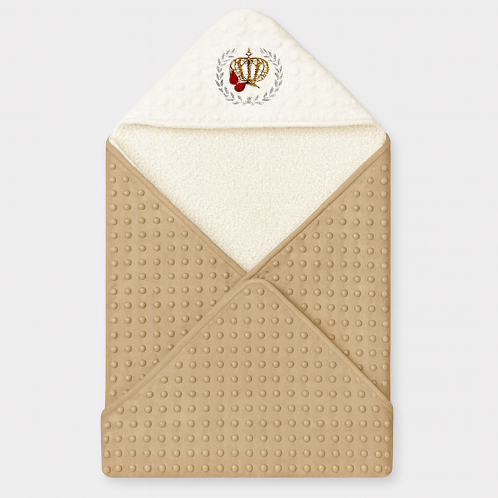 Velvet Swaddling Blanket with Hood – Poppy Dot Velvet & Fleece Inside