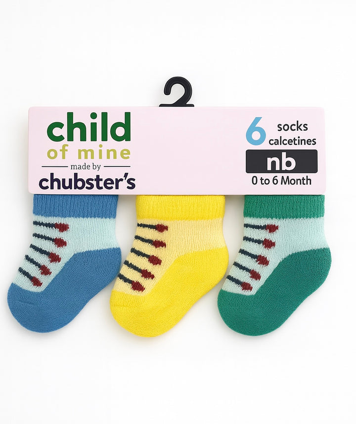 Pack of 6 baby socks 0–6 months soft cotton colorful set