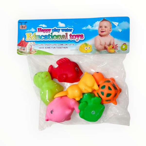 Soft, squeezable rubber toys with sound, available in bright colors. Perfect for sensory play and entertainment for babies and toddlers.