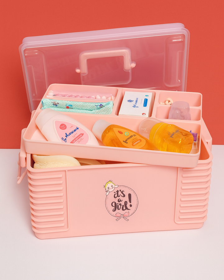 Multi-purpose baby storage accessories box for diapers, wipes, clothes & toys
