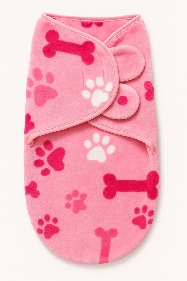 Soft fleece baby swaddle wrap in pink color for newborns