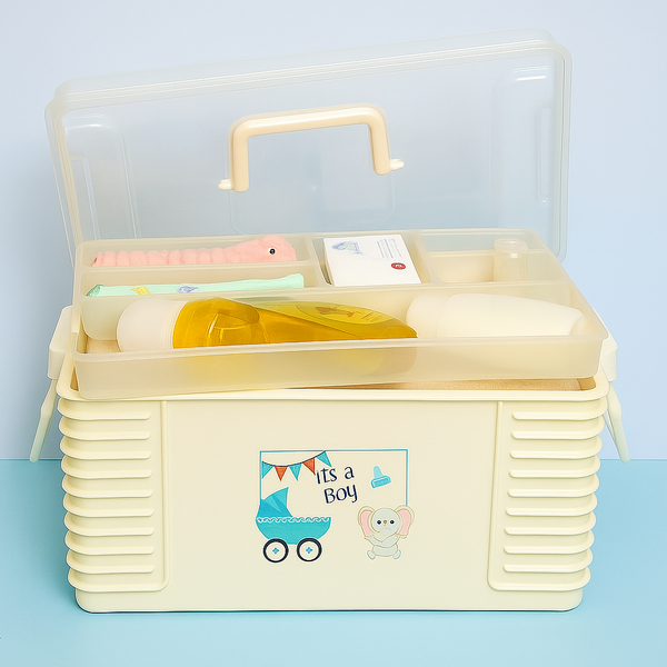 Multi-purpose baby storage accessories box for diapers, wipes, clothes & toys