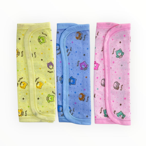 Soft baby printed face towel with cute patterns, perfect for gentle drying of delicate baby skin.
