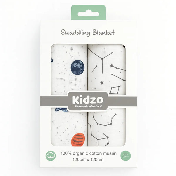 Pack of 2 – 100% Organic Cotton Muslin Wrapping Sheets 120x120 cm